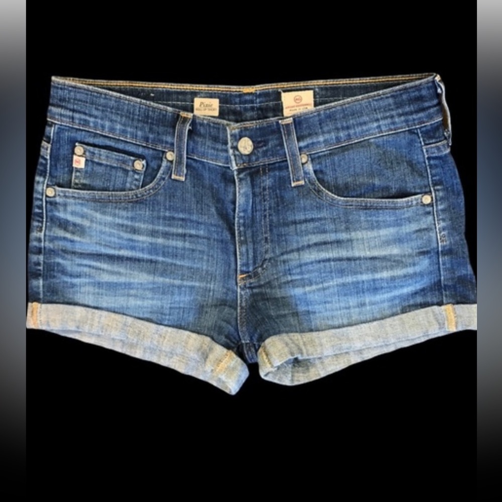 Adriano Goldschmied Shorts Womens 27 Blue Pixie Boyfriend  Roll Up Stretch Denim